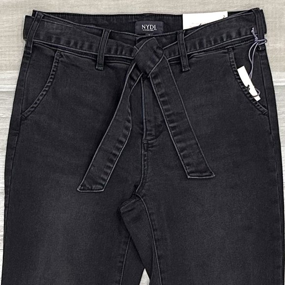 NYDJ Marilyn Mid-Rise Straight Jeans w/ Trouser Detail in Glenbrook Dark Gray - Picture 7 of 16